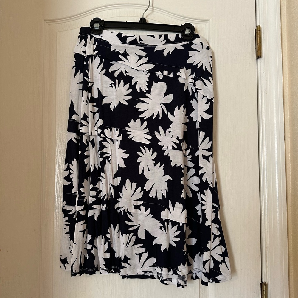 INC International Concepts Black and White Asymmetrical Midi Skirt